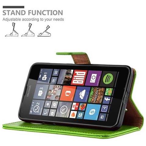 Custodia Compatibile Con Nokia Lumia 640 In Verde Erbe - Coperchio Protettiva Con Chiusura Magnetica, Funzione Stand E Tasca Per Le Carte - Foto 6