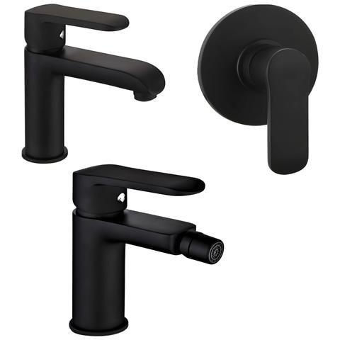 Tris Rubinetti Miscelatori Bidet Lavabo Doccia Ad Incasso Linea Puma Nero Opaco - Foto 2