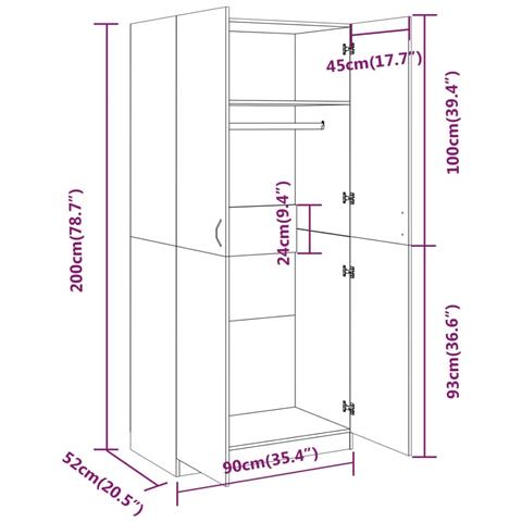 Armadio Rovere Marrone 90x52x200 cm in Legno Multistrato - Foto 15