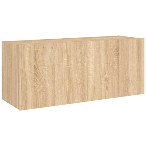 Mobile Tv A Parete Con Luci Led Rovere Sonoma 100x35x41 Cm - Foto 3