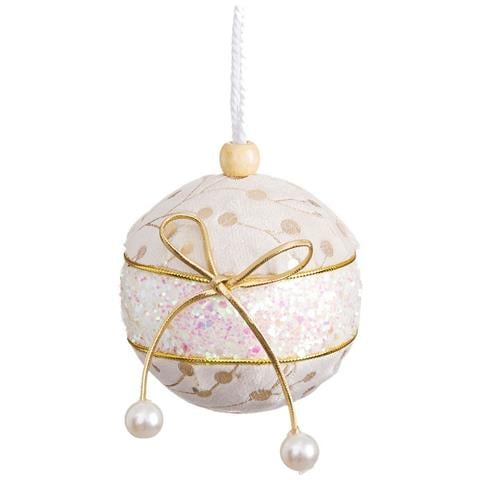 Palle Di Natale Bianco Dorato Polyfoam Tessuto Fiocco 8 X 8 X 8 Cm (4 Unità) - Foto 1