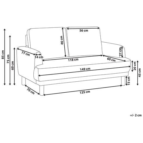 Divano 2 Posti Tuve Tessuto Tortora - Foto 14