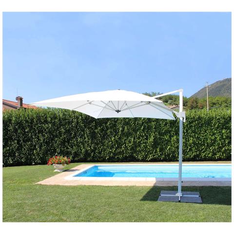 Ombrellone Da Giardino 3x4 Mt Con Palo Girevole In Alluminio E Antivento Mercurio - White - Foto 2
