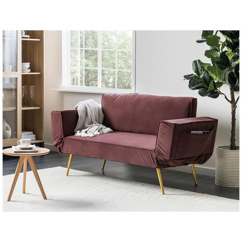 Divano Letto 2 Posti Saarela Velluto Rosa - Foto 1