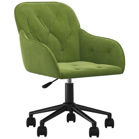 Sedia Da Ufficio Girevole Verde Chiaro In Velluto - Foto 2