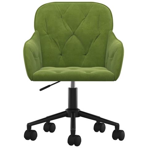 Sedia Da Ufficio Girevole Verde Chiaro In Velluto - Foto 3