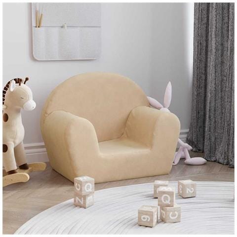 Divano Per Bambini Crema In Morbido Peluche - Foto 1