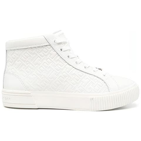 Th Monogram Sneaker High Sneakers Pelle Scarpe Donna Beige Eu 36, Fw0fw06856 Ybl - Foto 1