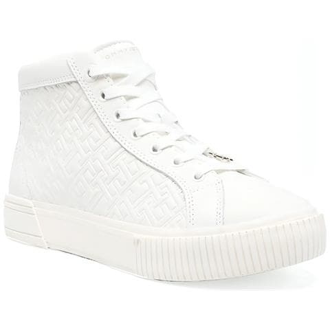 Th Monogram Sneaker High Sneakers Pelle Scarpe Donna Beige Eu 36, Fw0fw06856 Ybl - Foto 2