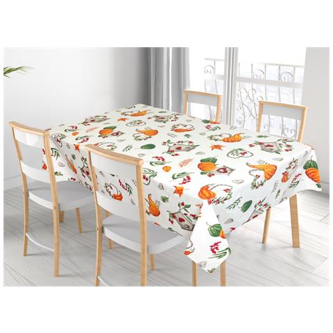 Tovaglia Per Salotto Cucina Tavolo 100% Cotone Made In Italy Zucca Rp 140x140 Zucca - Foto 1