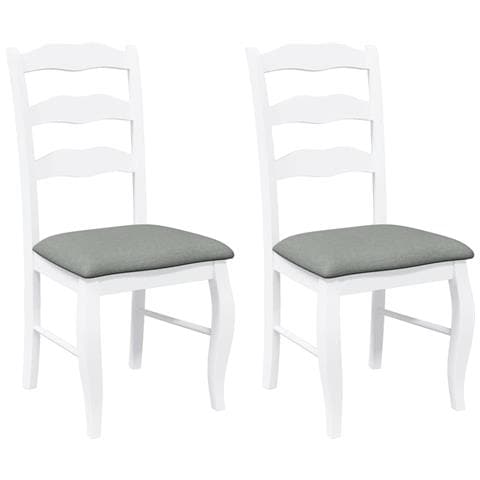 Sedie Da Pranzo Con Cuscini 2 Pz Bianco Legno Massello Di Hevea - Foto 1
