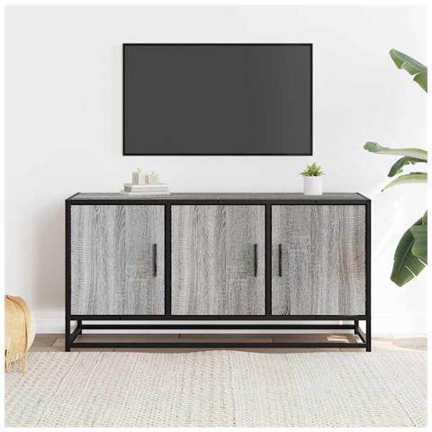 Mobile Tv Grigio Sonoma 100x35x50 Cm Legno Multistrato Metallo - Foto 3