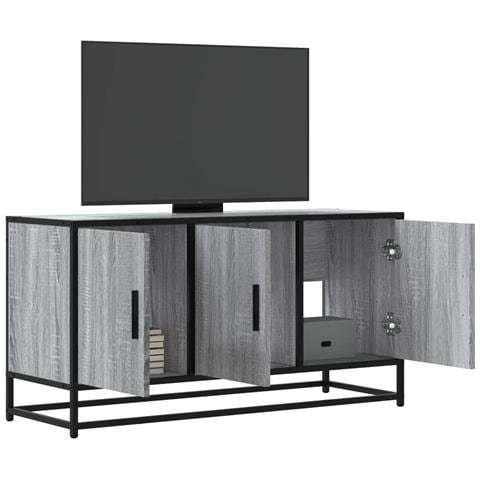 Mobile Tv Grigio Sonoma 100x35x50 Cm Legno Multistrato Metallo - Foto 1