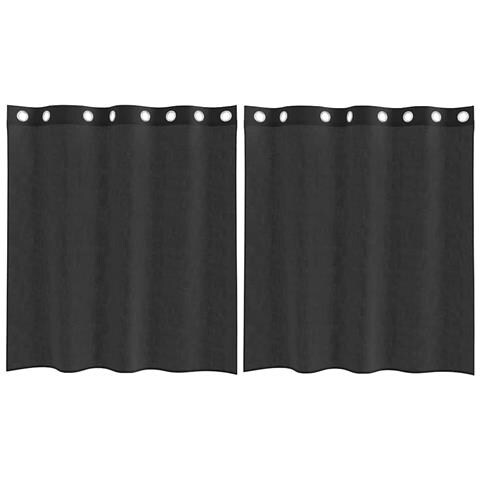 Tende In Voile Con Occhielli 2 Pz Nero 140x140 Cm - Foto 2