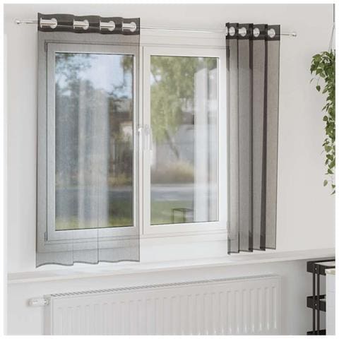Tende In Voile Con Occhielli 2 Pz Nero 140x140 Cm - Foto 1