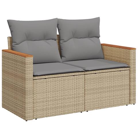Divano Da Giardino Con Cuscini A 2 Posti Beige In Polyrattan - Foto 1