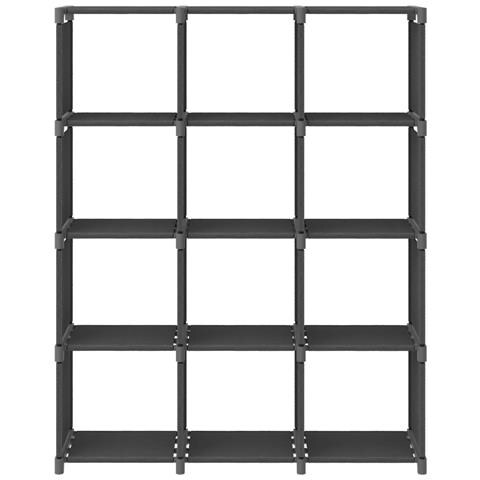 Mensola Con 12 Vani A Cubo Grigia 103x30x141 Cm In Tessuto - Foto 1