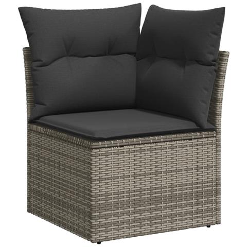 Lusso Casadino -  Set Divani Da Giardino 13 Pz Con Cuscini Grigio In Polyrattan - Foto 2