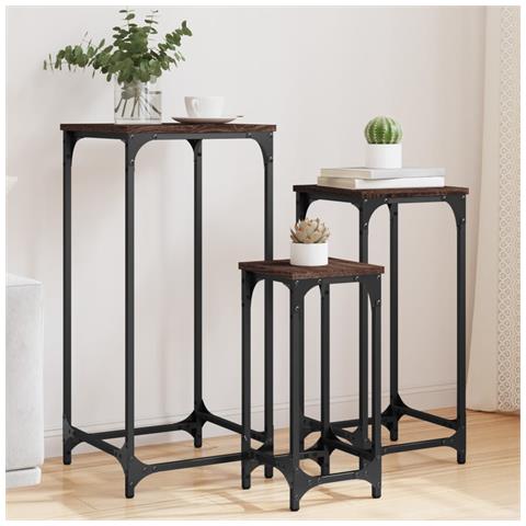 Tavolini Impilabili 3 Pz Rovere Marrone In Legno Multistrato - Foto 8