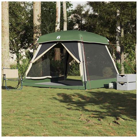 Tenda Familiare Cabina per 6 Persone Verde Impermeabile - Foto 1