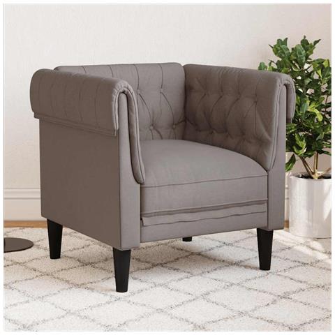 Poltrona Chesterfield Tortora in Tessuto - Foto 2