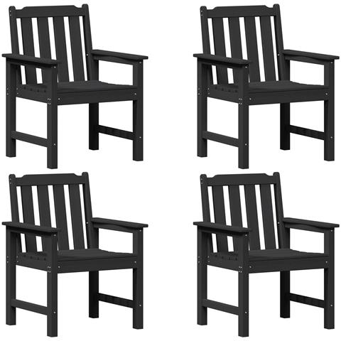 Sedie da pranzo da giardino 4 pz Nero 65,5x55,5x88 cm HDPE, Sedie da pranzo da giardino 2 pz Nero HDPE - Foto 1