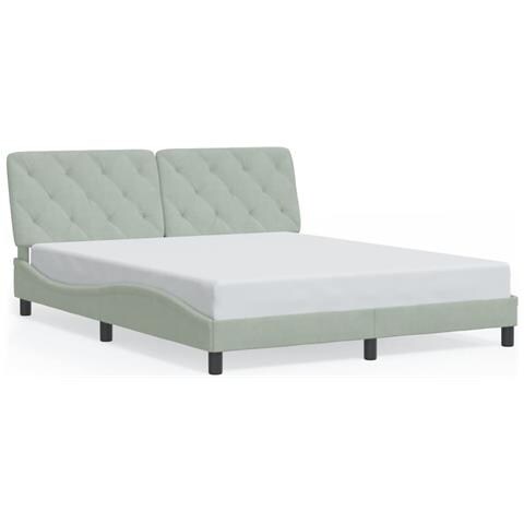 Giroletto senza Materasso Grigio Chiaro 160x200 cm Velluto - Foto 1