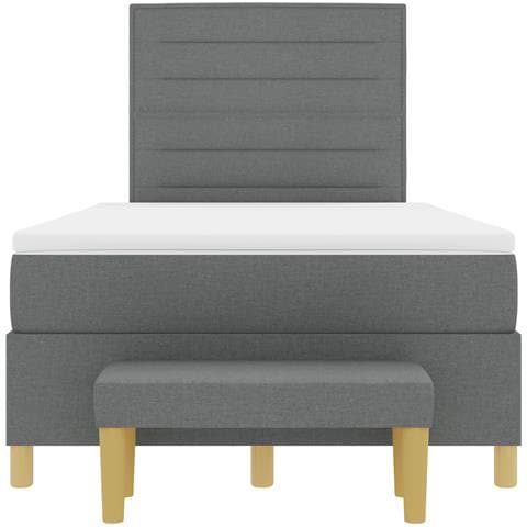 Letto con Box Spring con Materasso e Panchina Grigio Scuro 120x190 cm Tessuto - Foto 9
