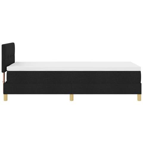 Letto con Rete a Molle e Materasso Nero 90x200 cm Tessuto - Foto 9