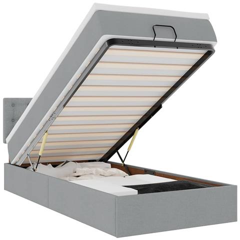 Pouf Letto con Materasso Grigio Chiaro 100x200 cm in Tessuto - Foto 1