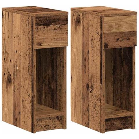 Comodini con Cassetto 2 pz in Legno Antico 20x36x60 cm - Foto 1