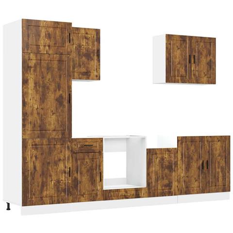Set Mobili da Cucina 7 pz Kalmar Rovere Fumo Legno Multistrato - Foto 1