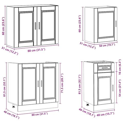 Set Mobili da Cucina 7 pz Kalmar Rovere Fumo Legno Multistrato - Foto 9