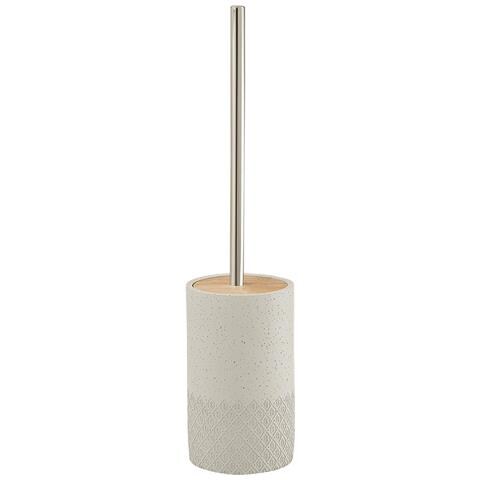 Scopino Wc Con Ciuffo In Setole D'appoggio In Cemento E Bambù 4933 Serie Afrodite Grigio - Foto 1