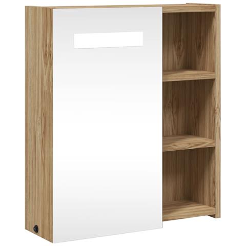 Armadietto Bagno con Specchio e LED Rovere 45x13x52 cm - Foto 1
