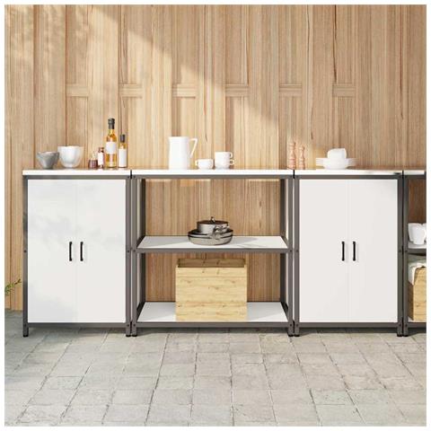 Set di Stoccaggio per Cucina 3 pcs Bianco 210 x 50 x 92 cm - Foto 2