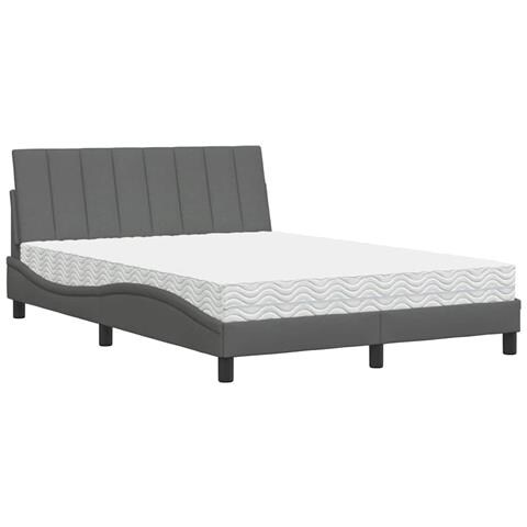 Letto con Materasso Grigio Scuro 120x200 cm Tessuto - Foto 1