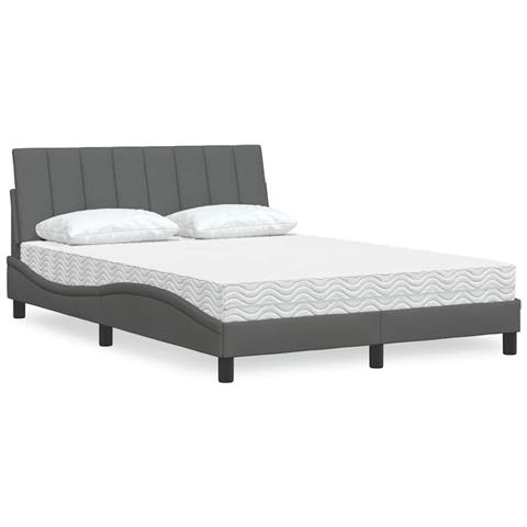 Letto con Materasso Grigio Scuro 120x200 cm Tessuto - Foto 2