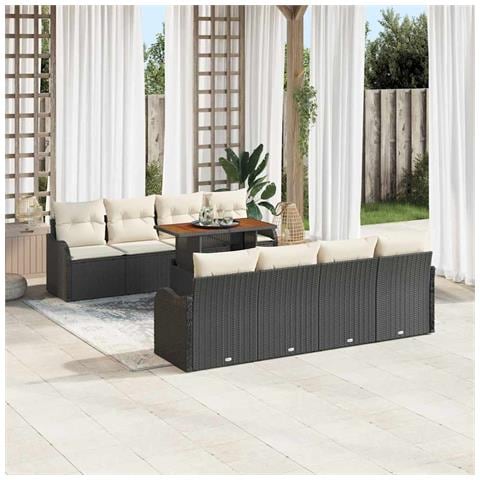 Set Divano da Giardino con archiviazione 9 pcs Nero Poly Rattan - Foto 2