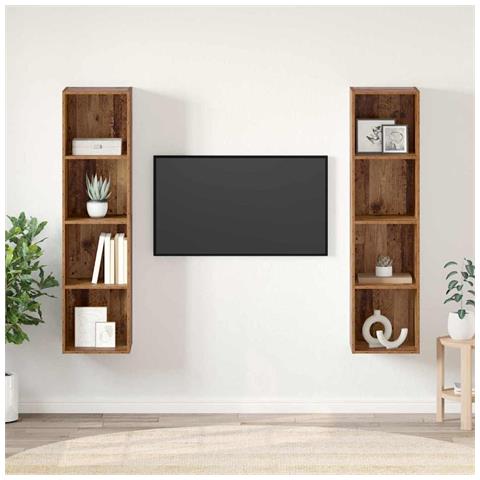 Mobile TV 2 pcs Marrone 37 x 37 x 142.5 cm Legno multistrato - Foto 2