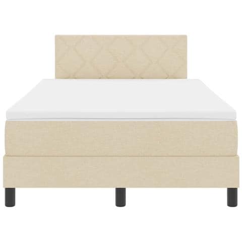 Letto a molle con materasso Crema 120 x 190 cm Tessuto - Foto 9