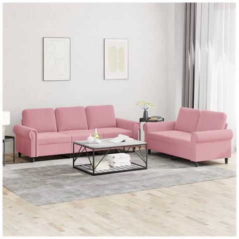 Set di Divani 2 pz con Cuscini rosa in Velluto - Foto 2