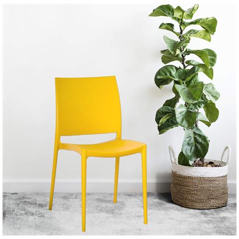 Sedia Da Sala Da Pranzo Altea In Plastica Giallo Senape Chiaro Modello Comfort - Foto 1