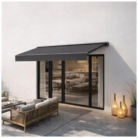 Adro Tenda Da Sole Manuale 2,95 X 2,5 M In Alluminio Con Telo Grigio - Foto 6