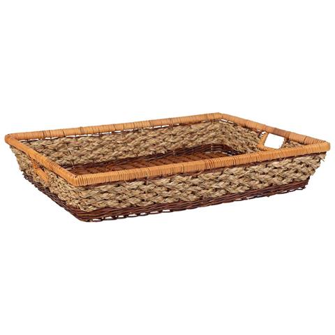 Vassoio Rettangolare In Corda Intrecciata Marrone 60x50x10h - Foto 1