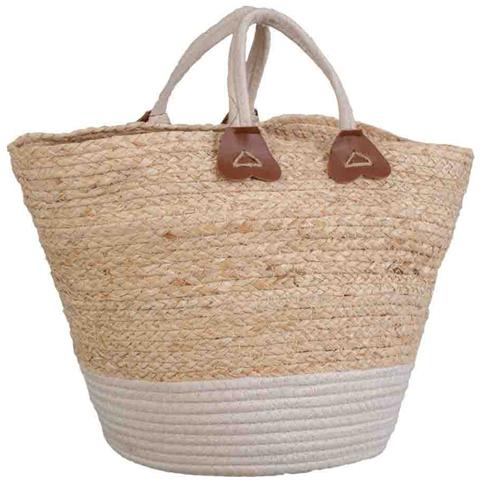 Navicella In Fibra Naturale Intrecciata A Mano Marrone 33x33x29/40h - Foto 1
