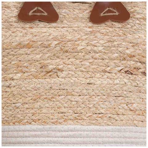 Navicella In Fibra Naturale Intrecciata A Mano Marrone 33x33x29/40h - Foto 4