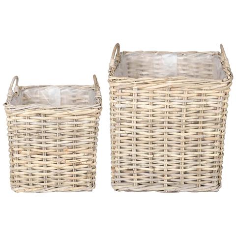 Cestino per Piante con archiviazione 2 pcs Grigio Rattan Lacak - Foto 1