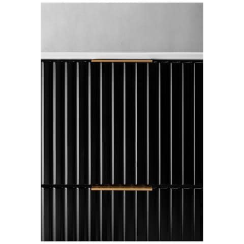 | Mobile sottolavabo - 80/57/46 cm L /A /D - Nero opaco - Mobili bagno, lavabo, mobile bagno | Ripiano - Nero, Piano di lavoro - Marrone - Foto 10