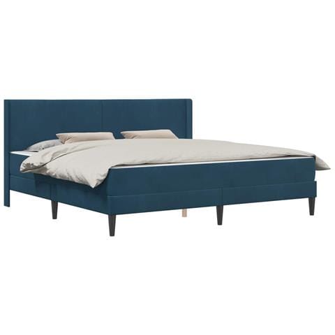 Struttura del letto con materasso Blu 200 x 200 cm Velluto - Foto 1